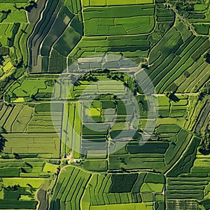 Top view of summer farmers' fields