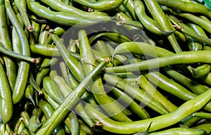 Top view on summer season fresh green beans