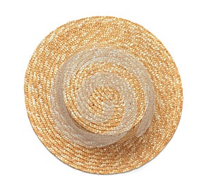 Top view of summer straw hat