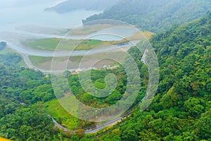 Top view of Sun Monn Lake from the The Sun Moon Lake Ropeway, th