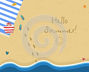 Top View of Sunny Beach. Summertime Background