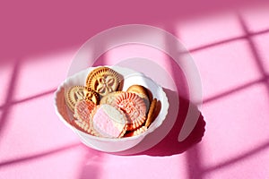 Top view of Sweet biscuits on a bowl