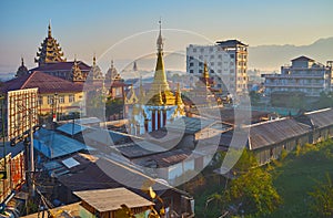 Top view on Tain Nan Pagoda, Nyaungshwe, Myanmar photo