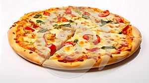 Top view tasty traditional Italian pizza. Copy space for your logo