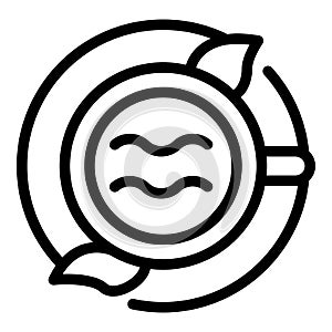 Top view tea cup icon, outline style