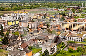 Top view of the Tenero village, in the district of Locarno, Ticino, Switzerland.