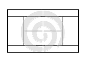 Top view of tennis court. Diagram of tennis court. Outline illustration. Tennis field scheme symbol
