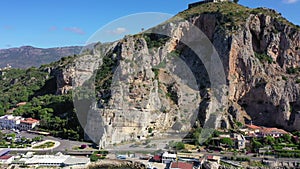 Top view of Terracina and the Pisco Montano rock on a sunny summer day.