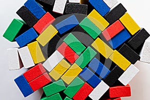 top view of tetragonal multicolored blocks