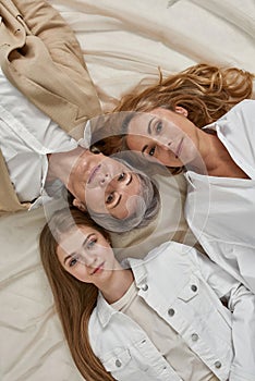 Top view of three generations of women