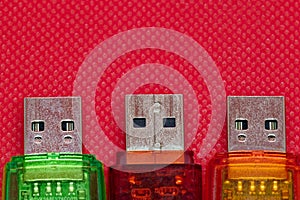 Top view of three USB sticks side by side