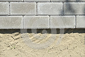 Top view of tile sidewalk construction