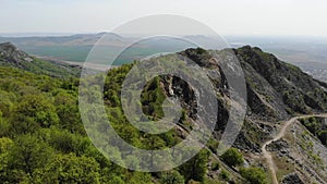 Top view to the Macin Mountains with forest - Romania, Dobrogea