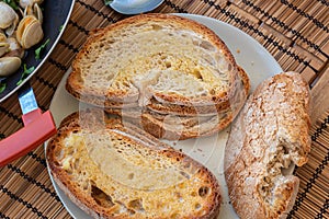 Top view of toasted bread