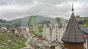 Top view from the tower to a mountain village. Travel concept