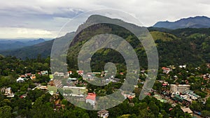 Top view of town of Ella in the mountainous province of Sri Lanka.