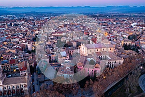 Top view of town of Vik in evening. Spain