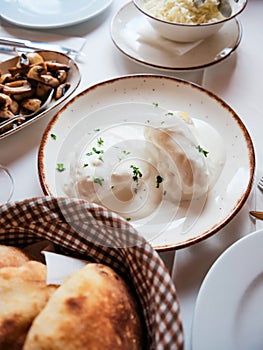 Top view traditional balkan starters for lunch