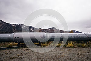 Top view of the trans-Alaska oil pipeline, emphasizing the patterns in the metal.