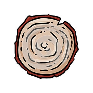 Top view tree stump cartoon icon. Isolated tree trunk cut graphic symbol