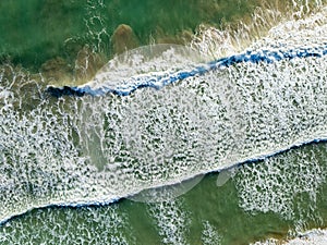 Top view tropical sea beach seascape,Waves texture background,Summer sea waves nature background