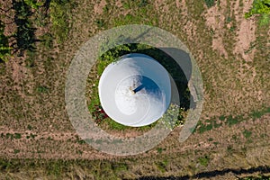 Top view of a trullo in the vineyards near Flonheim / Germany