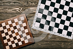 Top view of two chessboards