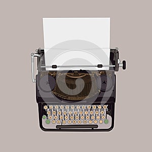 Top view of typewriter with paper