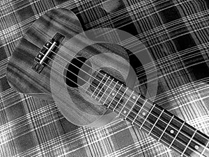 Top view of Ukulele string instrument in grace