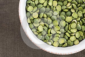 Uncooked Green Split Peas in a Bowl