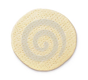 Top view of uncooked pizza base