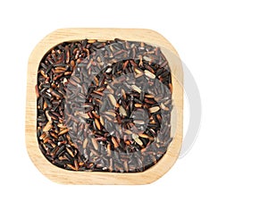 Top view of uncooked thai black rice with clipping path.