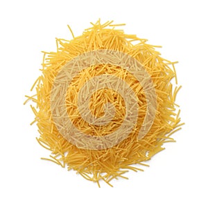 Top view of uncooked vermicelli pasta