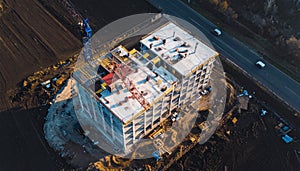 Top view under construction building civil engineering development