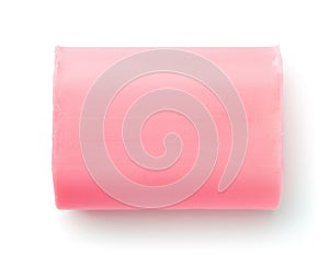 Top view of unused pink soap bar