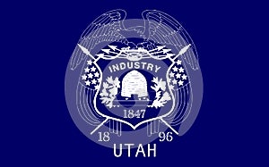 Top view of Utah 1903 1913 , USA flag, no flagpole. Plane design layout. Flag background