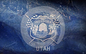 Top view of Utah 1903 1913 , USA flag, no flagpole. Plane design layout. Flag background
