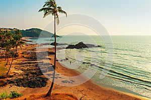 Top view of Vagator Beach in North Goa.