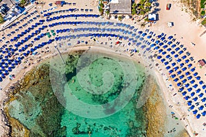 Top view of Vathia Gonia beach, Ayia Napa, Famagusta, Cyprus