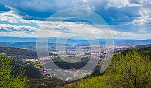 Top view of Veliko Tarnovo city, Bulgaria landscape - Arbanasi village