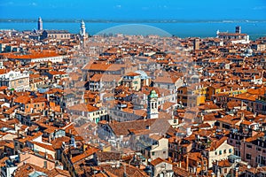 Top view on Venice from San Marco tower.