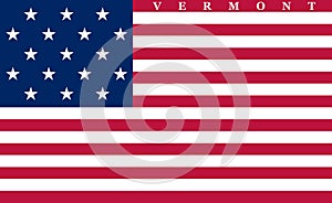 Top view of Vermont 1804 1837 , USA flag, no flagpole. Plane design layout. Flag background