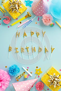 Top view vertical photo of festively arranged table with \