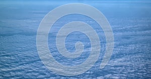 top view via airplane of white clouds, concept