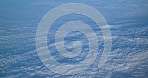 top view via airplane of white clouds, concept