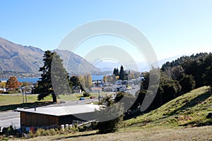 Top view at wanaka town famous landmark at south Island NewZealand