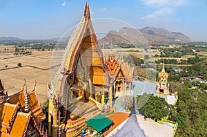 Top view of wat tham sua public buddhist thai temple in Thailand photo
