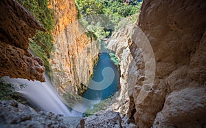 Top view of Waterfall of Horsetail at Monasterio de Piedra photo