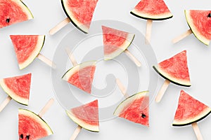 Top view watermelon ice cream isolated on white background. Clip