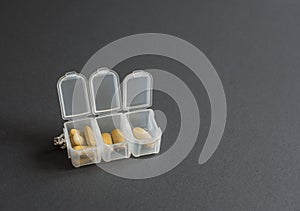 Top view of weekly transparent plastic Pill Box Organizer.